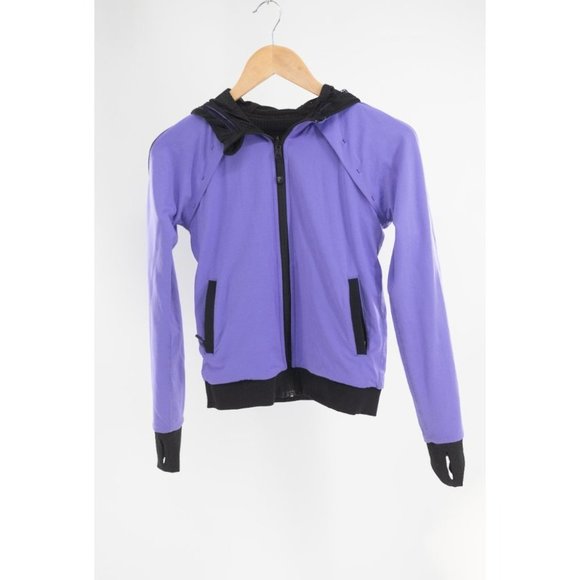 Ivivva by Lululemon “Challenge Ready” Reversible Black/Purple Hooded Jacket sz10 - Picture 9 of 12